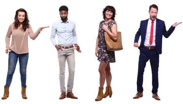 Conjunto Personas Multiétnicas Posando Sobre Fondo Blanco —  Fotos de Stock