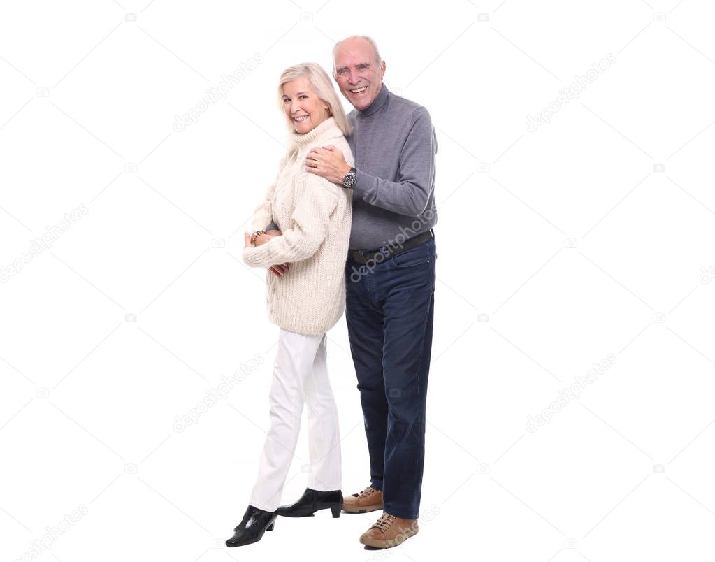 Caucasian couple on white background
