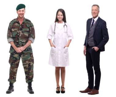 Farklı mesleklere sahip çok ırklı insanlar kümesi