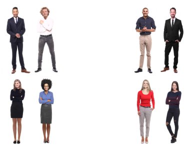 Beyaz arka planda farklı kişiler kümesi