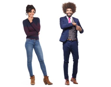 Beyaz arka planda Afro-Amerikan çift