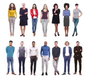 Beyaz arka planda farklı kişiler kümesi