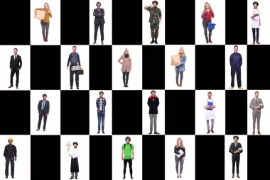 Farklı mesleklere sahip çok ırklı insanlar kümesi