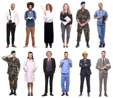 Farklı mesleklere sahip çok ırklı insanlar kümesi