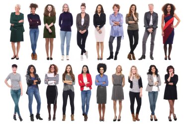 Beyaz arka planda farklı kişiler kümesi