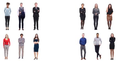 Beyaz arka planda farklı kişiler kümesi