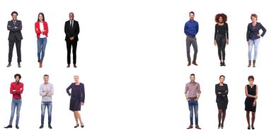 Beyaz arka planda farklı kişiler kümesi