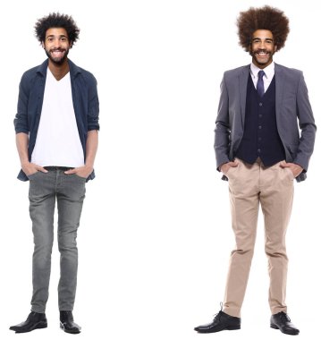 Beyaz arka plan üzerinde afro-Amerikan erkek seti