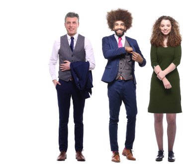 Çok ırklı insanlar kümesi beyaz arka plan üzerinde poz