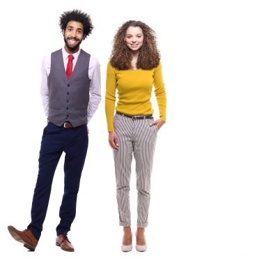 ırklararası çift beyaz arka plan üzerinde