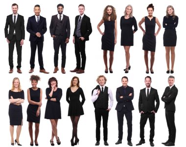 Beyaz arka planda farklı kişiler kümesi