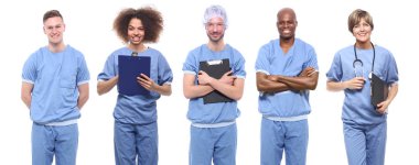 Beyaz arka plan daki doktor seti