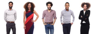 Beyaz arka plan üzerinde afro-Amerikan insanlar kümesi 