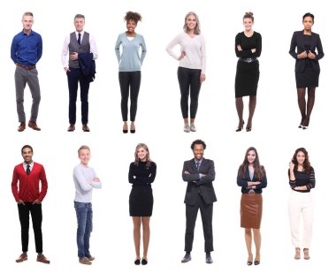 Beyaz arka planda farklı kişiler kümesi