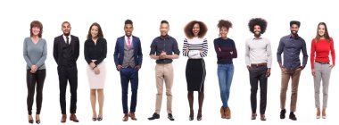 Beyaz arka planda farklı kişiler kümesi