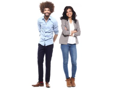 Beyaz arka planda Afro-Amerikan çift