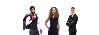 Çok ırklı insanlar kümesi beyaz arka plan üzerinde poz