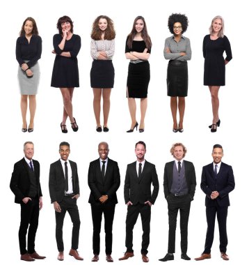 Beyaz arka planda farklı kişiler kümesi