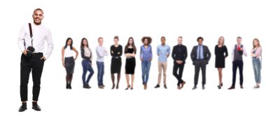 Arka planda farklı çok etnik insanlarla fotoğraf çekmek