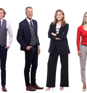 Çok ırklı insanlar kümesi beyaz arka plan üzerinde poz