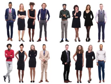 Beyaz arka planda farklı kişiler kümesi