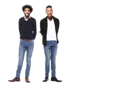 Beyaz arka planda çok ırklı erkek seti