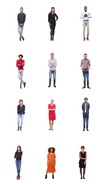 Set Van Multi Etnische Mensen Poseren Witte Achtergrond — Stockfoto