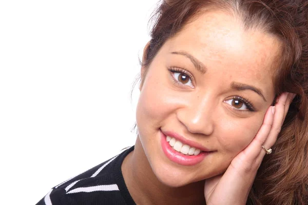 Hermosa Chica Caucásica Está Sonriendo — Foto de Stock