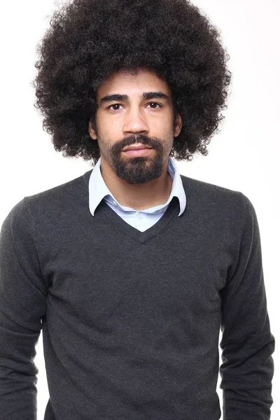 白い背景の上の黒人男性の肖像画 — ストック写真