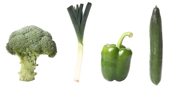 Conjunto Verduras Diferentes Sobre Fondo Blanco — Foto de Stock
