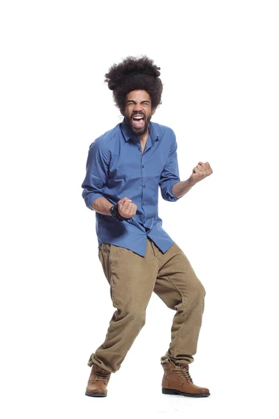 Afro American Man Posing White Background — Stock Photo, Image