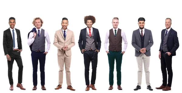 Set Multi Ethnic Men White Background — Stock Photo, Image