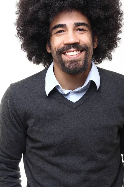 Homem Negro Emocional Com Cabelo Grande — Fotografia de Stock