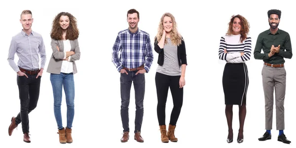 Conjunto Personas Multiétnicas Posando Sobre Fondo Blanco —  Fotos de Stock