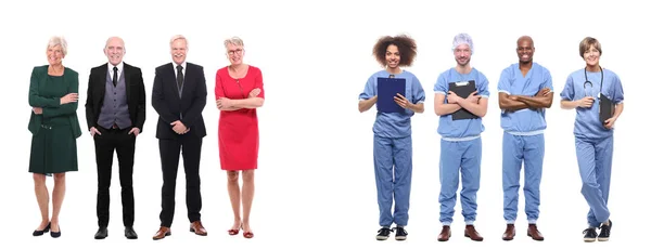 Medici Uniforme Medicina Anziani Sfondo Bianco — Foto Stock