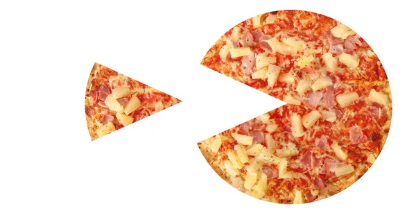 Большая Пицца Белом Фоне — стоковое фото