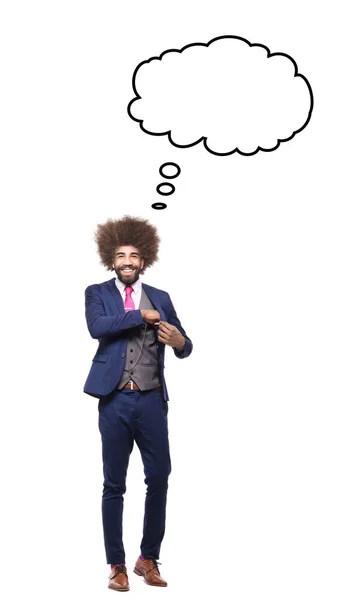 Afro American Man Speech Bubble White Background — Stock Photo, Image