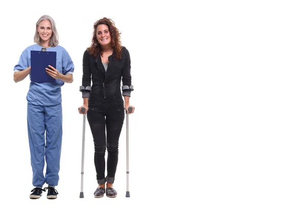 Médico Persona Con Discapacidad Sobre Fondo Blanco — Foto de Stock