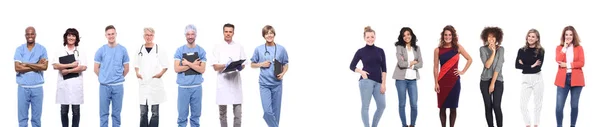 白地に制服を着た医師と若い女性 — ストック写真