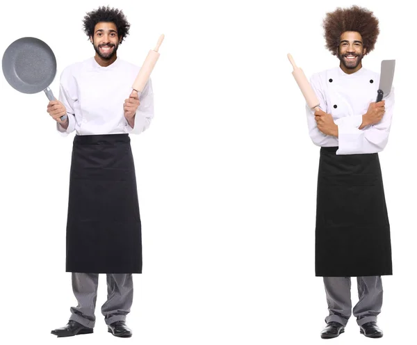 Afro American Cooks White Background — Stock Photo, Image