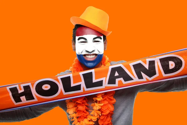 Schwarzer Sportfan Mit Hollandschal — Stockfoto