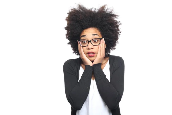 Hermosa Mujer Afro Americana Tiene Miedo — Foto de Stock