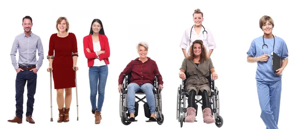 Médecins Personnes Handicapées Sur Fond Blanc — Photo