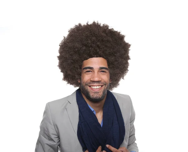 Jovem Afro Americano Está Sorrindo — Fotografia de Stock