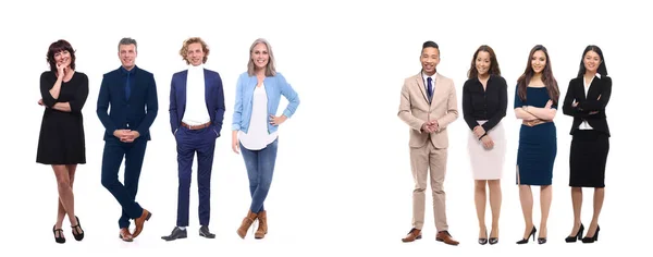 Conjunto Personas Multiétnicas Posando Sobre Fondo Blanco — Foto de Stock