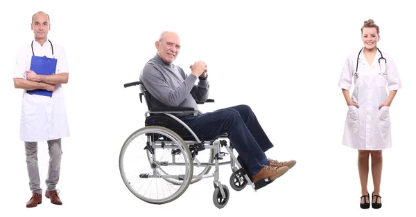 Doctors Disabled Person White Background — Stock Photo, Image