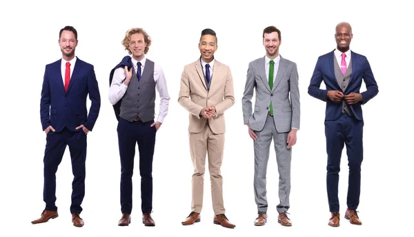 Set Multi Ethnic Men White Background — Stock Photo, Image