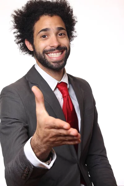 Black Man Giving Hand Handshake — Stock Photo, Image