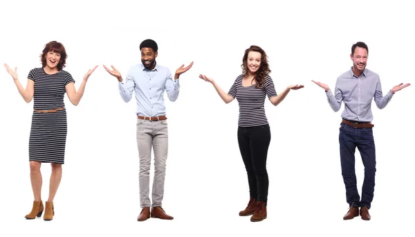 Conjunto Personas Multiétnicas Posando Sobre Fondo Blanco —  Fotos de Stock