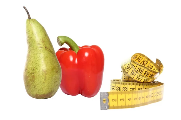 Pear Pepper Measuring Tape Healthy Concept — Stock Photo, Image